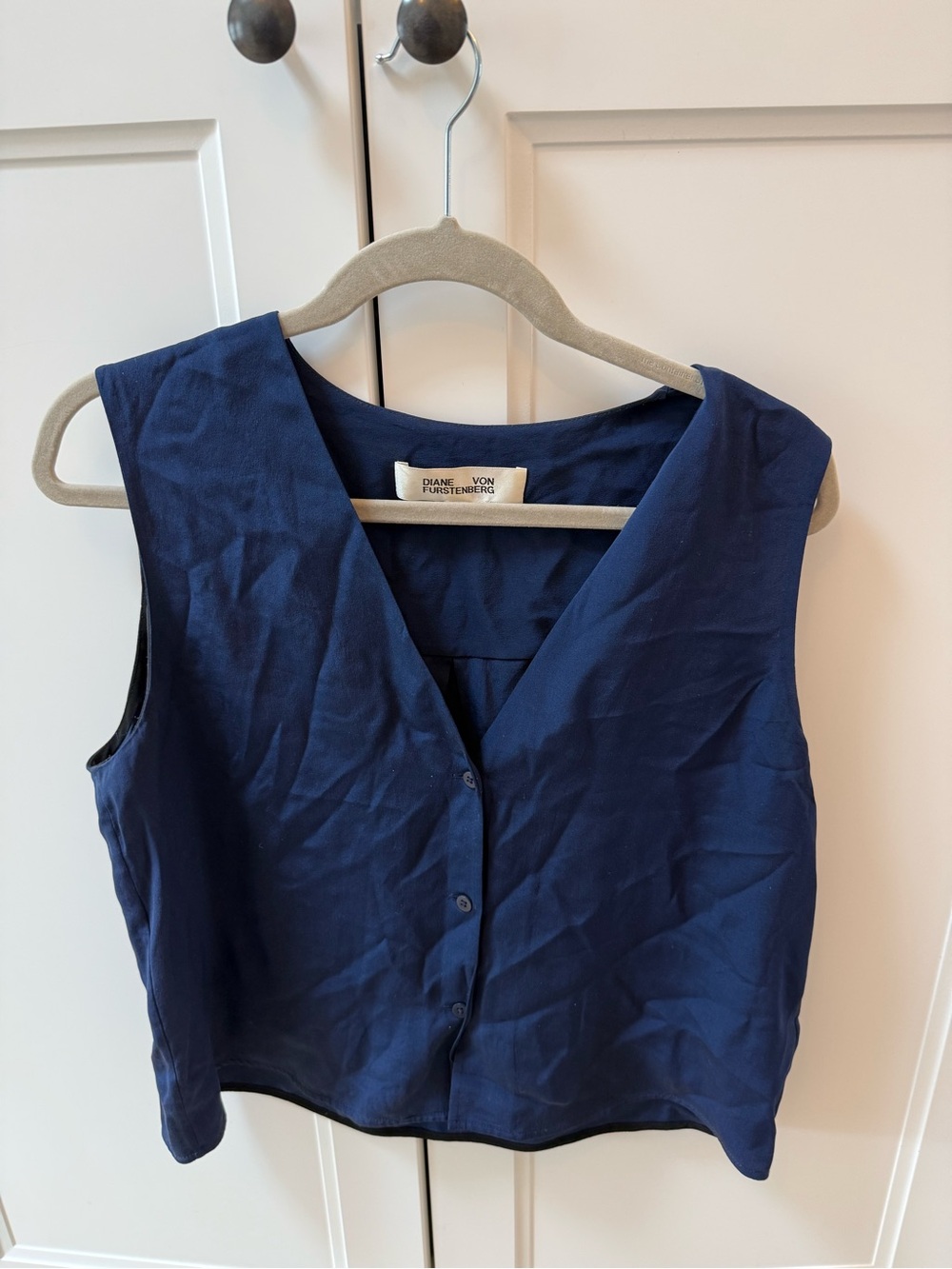 Diane von Furstenberg 100% Silk, Sleeveless Button-Front Top, Size M